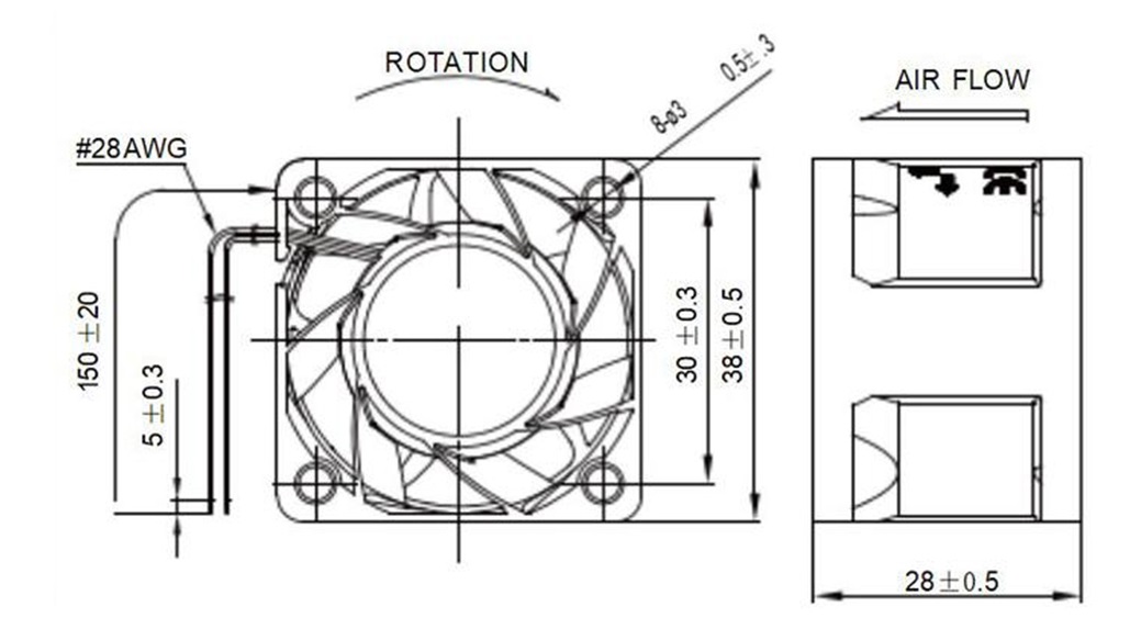 MFD3828 Dimensions